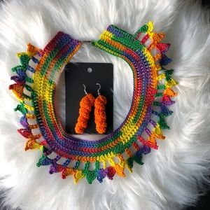 Crochet Necklace and Earring set